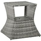 Outsunny Rattan Wicker Tea Coffee Table w/ Umbrella Hole and Storage Space Used