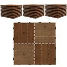 Outsunny 27 Pcs Interlocking Flooring Tiles for Patio, Balcony, Hot Tub, Brown