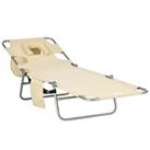 Outsunny Foldable Sun Lounger, Beige Used