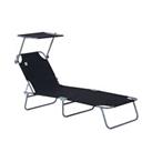 Outsunny Folding Chair Sun Lounger w/ Canopy Sunshade Garden Recliner Hammock