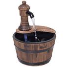 Outsunny Garden Barrel Water Fountain Patio Wood Electric Water Feature w/ Pump