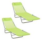 Outsunny 2PC Sun Lounger Set Ourdoor Indoor Fishing Garen Folding Chaise Green