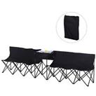 Outsunny 6 Seat Camping Bench Folding Portable Outdoor with Cooler Bag Black