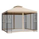 Outsunny 3x3(m) Outdoor Gazebo Patio Pavilion Canopy Tent w/ Netting & Shelf