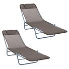 Outsunny 2PC Height Adjustable Sun Lounger Folding Hammock Chair Outdoor Indoor