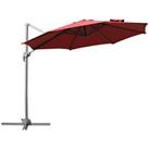 Outsunny Cantilever Roma Parasol 360 Rotation w/ Hand Crank & Base, Wine Red