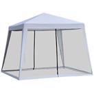 Outsunny 3x3m Outdoor Gazebo Canopy Tent Event Shelter w/ Mesh Screen Side Grey