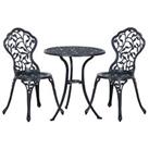 Outsunny Aluminium Bistro Set Garden Coffee Table Chair Outdoor Dining Set Black