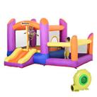 Outsunny Bouncy Castle with Slide Pool House Inflatable w/ Blower Multi-color