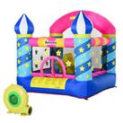 Outsunny Kids Bouncy Castle House Trampoline Basket w/ Blower for Age 3-8 Blue
