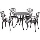 Outsunny 5 PCs Coffee Table Chairs Outdoor Garden Furniture Set w/ Umbrella Hole