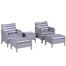 Outsunny 5 Pieces Outdoor Patio Furniture Set Wicker Conversation Set Grey