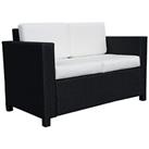 Outsunny Rattan Wicker 2-seat Sofa Loveseat Padded Garden Furniture Black