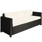 Outsunny Rattan Wicker 3-seater Sofa Chair Patio Furniture w/ Cushions Black