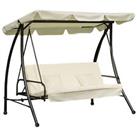 Outsunny 2-in-1 Garden Swing Chair for 3 Person w/ Tilting Canopy, Cream White