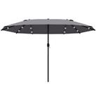 Outsunny 4.4m Double-Sided Sun Umbrella Patio Parasol Solar Lights Dark Grey