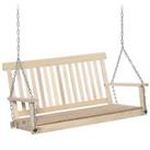 Outsunny 2 Seater Porch Wooden Swing Chair Garden Bench w/ Chains Natural