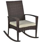 Outsunny Garden Rattan Rocking Chair, Bistro Recliner Rocker Furniture Seater