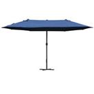 Outsunny 4.6M Garden Patio Umbrella Canopy Parasol Sun Shade w/ Base Blue