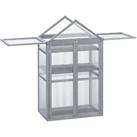 Outsunny 80x47x138cm Wood Cold Frame Greenhouse for Plants PC Board Grey