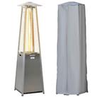 Outsunny 11.2KW Patio Gas Heater Pyramid Heater w/ Regulator Hose Cover, Silver