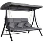 Outsunny Outdoor 3-person Porch Swing Chair Chaise Lounge Patio Garden Grey