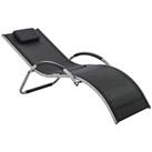 Outsunny Sun Lounge Recliner Lounge Chair Design Ergonomic w/ Pillow Black