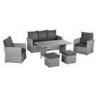Outsunny 6 PCS Outdoor Rattan Sofa Furniture Sets with Footstool Cushions Grey