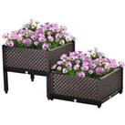 Outsunny 2-Piece Raised Garden Bed Planter Box for Flowers, Vegetables, Herbs