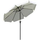 Outsunny 2.7m Patio Umbrella Garden Parasol with Crank, Ruffles, 8 Ribs, White