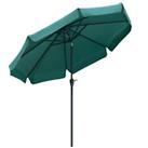 Outsunny 2.7m Patio Umbrella Garden Parasol with Crank, Ruffles, 8 Ribs, Green