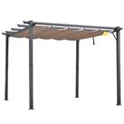Outsunny 3x3(m) Pergola Gazebo Sun Shade Shelter Aluminium Garden Canopy, Brown