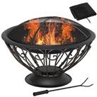 Outsunny Fire Pit Metal Fire Bowl Fireplace Patio Heater for Garden, Backyard