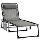 Outsunny Lounger Folding Reclining Camping Bed 5-position Adjustable Mixed Grey