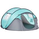 Outsunny 4 Person Camping Tent Pop-up Design w/ Mesh Vents for Hiking Dark Blue