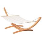 Outsunny Outdoor Garden Hammock Swing Hanging Bed w/Wooden Stand for Patio White