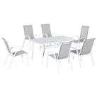 Outsunny 7 Piece Garden Dining Set w/ Dining Table and Chairs for Backyard Grey