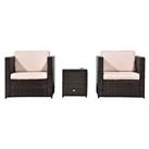 Outsunny 3Pcs Patio 2 Seater Rattan Sofa Garden Furniture Set Coffee w/ Cushions