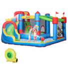 Outsunny Kids Inflatable Bouncy Castle 6 in 1 Water Slide Water Gun Air Blower