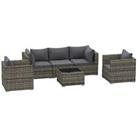 Outsunny 6 PCS Outdoor PE Rattan Chaise Lounge Furniture Sofa Set w/ Cushions