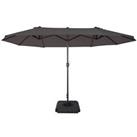Outsunny 4.6M Garden Parasol Double-sided Crank Sun Umbrella W/ Weights Grey