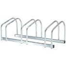 HOMCOM Bike Parking Rack Bicycle Locking Storage Stand for 3 Cycling Silver