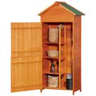 Outsunny Wooden Garden Shed Outdoor Shelves Utility Tool Storage Cabinet Orange