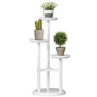 Outsunny 3 Tiered Plant Stand, Plant Shelf for Indoor & Outdoor, white
