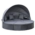 Outsunny Garden Daybed w/ Cushioned Round Sofa Bed Conversation Furnitur Set