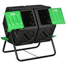 Outsunny 130L Compost Bin Dual Chamber Rotating Composter w/ Ventilation Holes