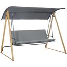 Outsunny 3 Seater Garden Swing Bench with Adjustable Canopy and Cushioned Seat