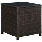 Outsunny Side Table Furniture Tempered Glass Garden Patio Wicker