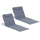 Outsunny 2 Pieces Beach Mat Steel Reclining Chair Set w/ Pillow Refurbished