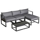 Outsunny 5-Piece Outdoor Patio Set Padded Cushion Coffee Table Aluminum Tube